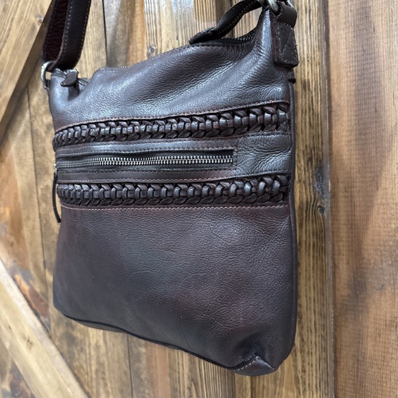 Vilenca Holland Crossbody Woven Tab‎ Brown Leather Purse Bag - Picture 2 of 11